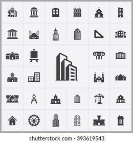 Simple architecture icons set. Universal architecture icons to use for web and mobile UI, set of basic architecture elements