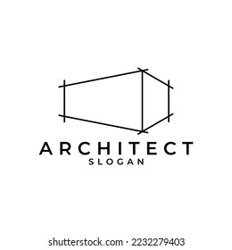 Logotipo de arquitectura simple con moderno diseño minimalista de ilustración vectorial del símbolo del hogar. Línea de logotipos arquitectónicos de edificios modernos