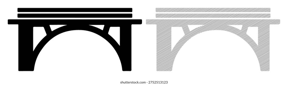 Simple architecture structure flat design silhouette black gray set isolated on white background