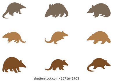 Simple Armadillo Illustration Design Set