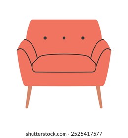 Sillones simples Vector, muebles modernos de las sillas para la Ilustración vectorial de la casa en estilo lineal del color aislado en un fondo blanco