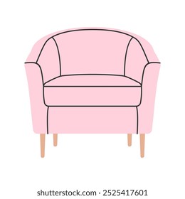 Vetor de poltronas simples, móveis de cadeiras modernas para ilustração de vetor de casa em estilo de cor linear isolado em um fundo branco