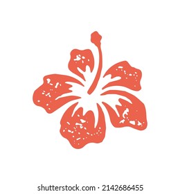 Simple aroma red flower with petals and stamen romantic decorative design grunge texture vector illustration. Monochrome fragrance floral blossom silhouette hand drawn romantic blooming plant isolated