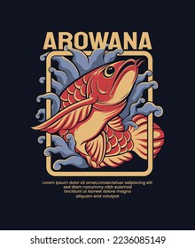 simple arowana fish illustration for icon or symbol