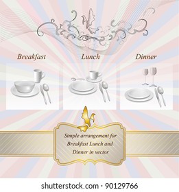 Simple arrangement for Breakfast Lunch and Dinner in vector