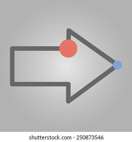 Simple arrow with 2 dots for using in web design, infografics and print document