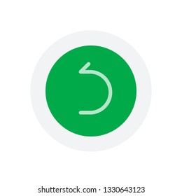Simple arrow, backward. Linear, thin outline. Icon in colored circle with gray bold border. Web button, modern flat design