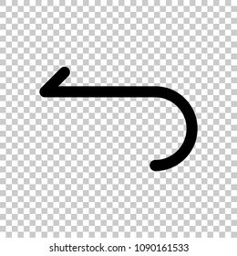 Simple arrow, backward. Navigation icon. Linear symbol with thin line. One line style. On transparent background.