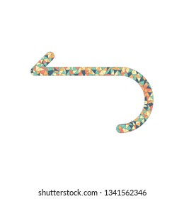 Simple arrow, backward. Navigation icon. Linear symbol with thin line. One line style. Colored mosaic with polygons
