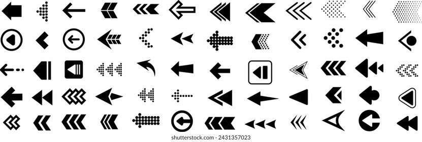 Simple flecha grande conjunto. Icono de flecha. Colección de vectores de flecha. Flecha. Símbolos Cursor.Direction.