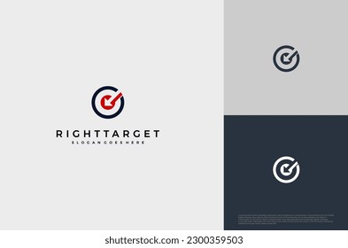 Simple arrow center target poin logo concept. Vector Illustration