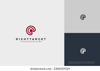 Simple arrow center target poin logo concept. Vector Illustration