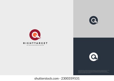 Simple arrow center target poin logo concept. Vector Illustration