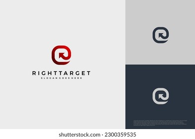 Simple arrow center target poin logo concept. Vector Illustration