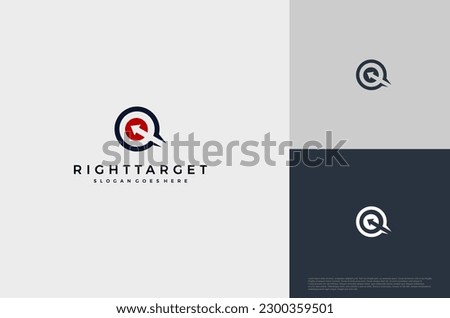 Simple arrow center target poin logo concept. Vector Illustration