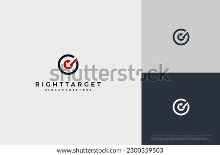 Simple arrow center target poin logo concept. Vector Illustration