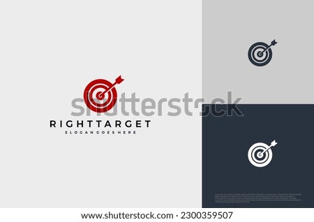 Simple arrow center target poin logo concept. Vector Illustration