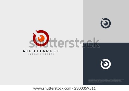 Simple arrow center target poin logo concept. Vector Illustration