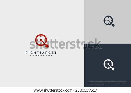 Simple arrow center target poin logo concept. Vector Illustration