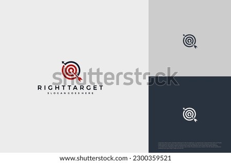 Simple arrow center target poin logo concept. Vector Illustration