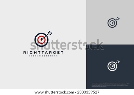 Simple arrow center target poin logo concept. Vector Illustration