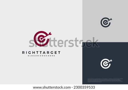 Simple arrow center target poin logo concept. Vector Illustration
