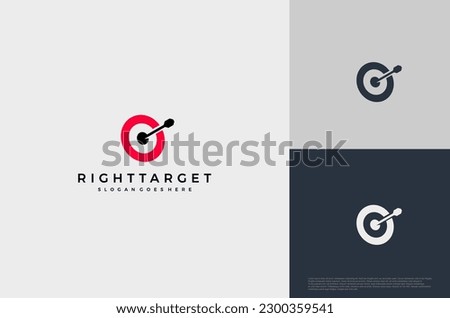 Simple arrow center target poin logo concept. Vector Illustration