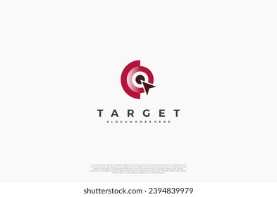 Simple arrow center target point logo concept. Vector Illustration