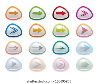 Simple arrow colorful light color sign icon set 
