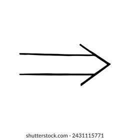Simple arrow drawing in doodle style.Doodle element isolated on white background.Hand drawn arrow. Vector.