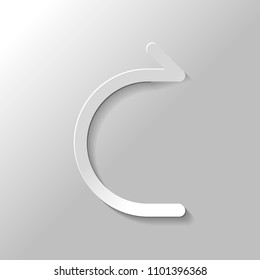 Simple arrow, forward. Linear, thin outline. Paper style with shadow on gray background