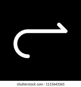 Simple arrow, forward. Navigation icon. Simple arrow, backward. Navigation icon. Linear symbol with thin line. One line style. White icon on black background. Inversion