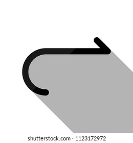 Simple arrow, forward. Navigation icon. Simple arrow, backward. Navigation icon. Linear symbol with thin line. One line style. Black object with long shadow on white background