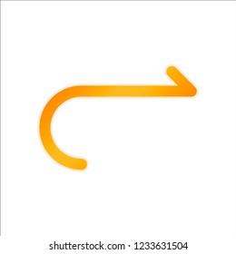 Simple arrow, forward. Navigation icon. Simple arrow, backward. Navigation icon. Linear symbol with thin line. One line style. Orange sign with low light on white background
