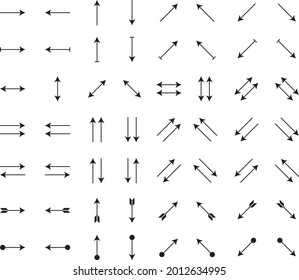 Simple Arrow Icon Black Vector Out line Collection