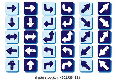 Einfaches Pfeilsymbol, Illustrationssatz, schattiert