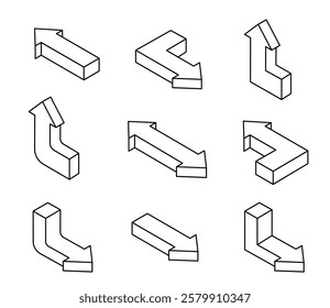 Simple arrow icon illustration set isometric