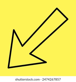 simple arrow icon, line vector isolated on yellow background. trendy and modern design