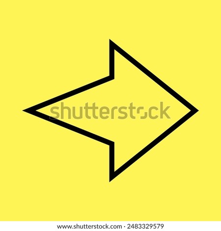 simple arrow icon, line vector isolated on yellow background. trendy and modern design