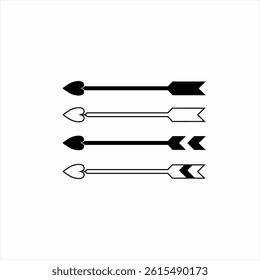 Simple arrow icon logo design with heart sign.