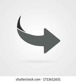 Simple arrow icon with shadow.