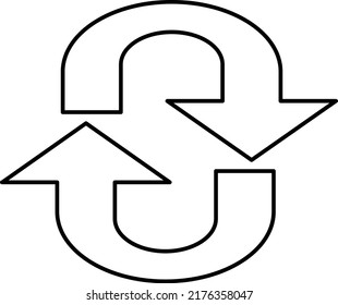 Es una simple ilustración de flecha por separado. La línea es negra y el relleno es blanco.
