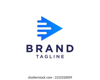 Simple Arrow Up Logo. Blue Geometric Speed Arrow Shape isolated on White Background. Usable for Business and Technology Logos. Flat Vector Logo Design Template Element.