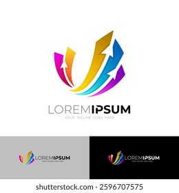 Simple arrow logo with colorful design technology