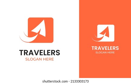 Simple arrow logo design. Travel transportation for trip agency