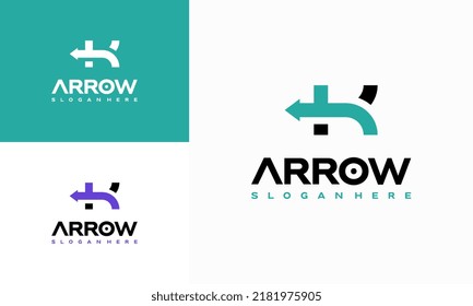 Diseños de logotipo de flecha simple vectores de concepto, plantilla de logotipo Logístico de línea rápida