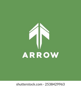 Imagem Do Logotipo Com Seta Para Cima Simples. Estilo de linha de forma de seta geométrica verde isolado no plano de fundo duplo. Elemento de modelo de design de logotipo de vetor plano utilizável para logotipos de empresas e marcas.