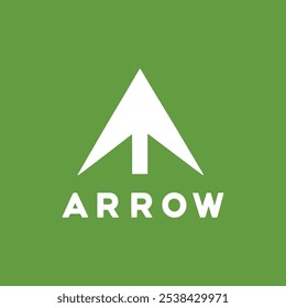 Simple Arrow Up Logo Image. Green Geometric Arrow Shape Line Style isolated on Dual Background. Flat Vector Logo Design Template Element Usable for Business and Branding Logos.
