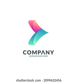 simple arrow logo, media play symbol, logistic logo vector