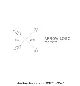 Simple arrow logo template, outline black vector eps 10